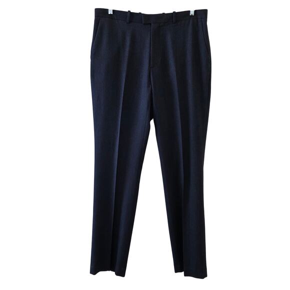 Perry Ellis Dress Pants Gray Dark Flat Front Men Size 36x34 Polyester Blend - Picture 1 of 12
